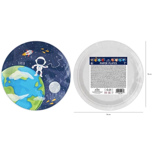 Talerzyki na urodziny kosmos rakieta planeta 8x